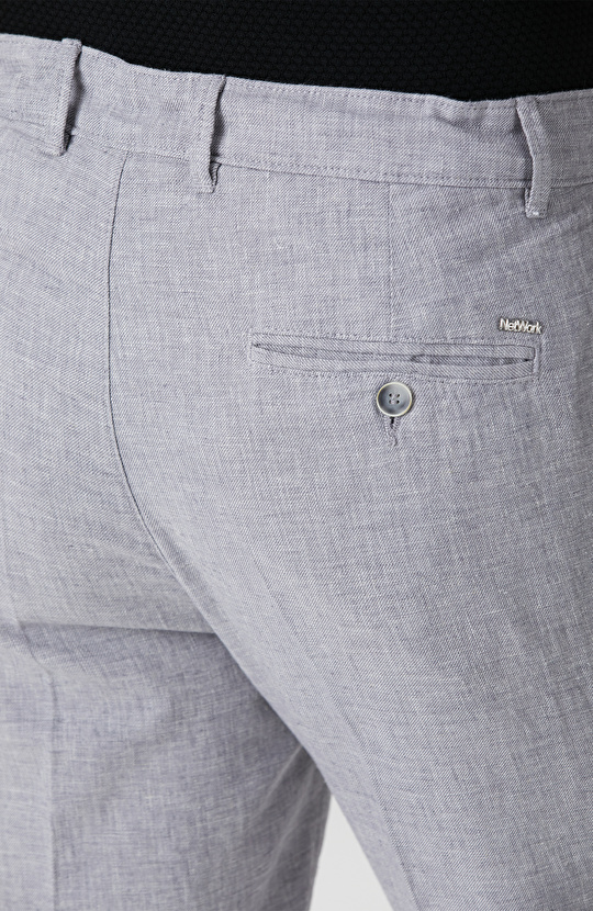 Gri Keten Karışımlı Pantolon