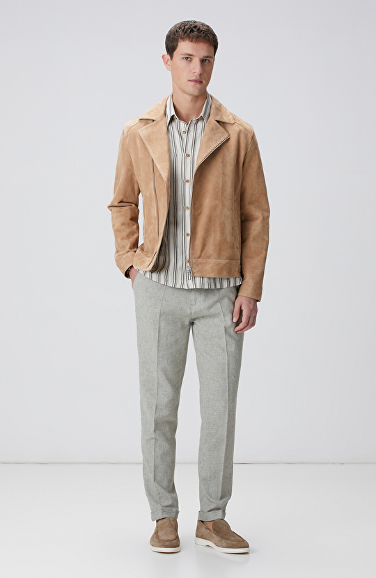 Haki Keten Karışımlı Pantolon Haki Keten Karışımlı Pantolon