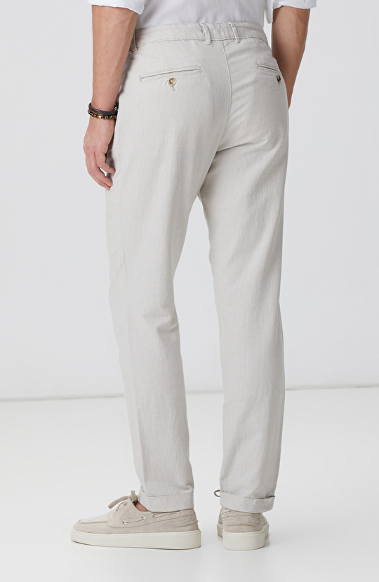 Bej Keten Karışımlı Pantolon