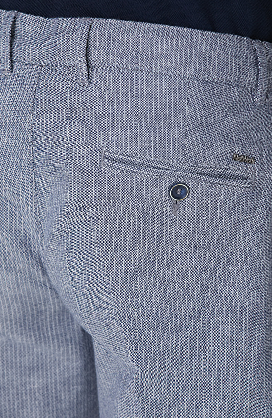 Lacivert Keten Karışımlı Pantolon