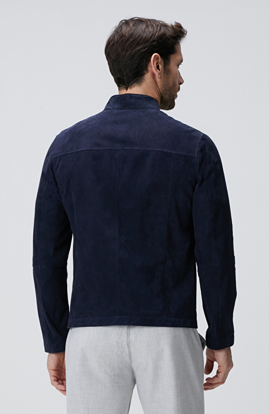 Lacivert Çift Taraflı Deri Mont