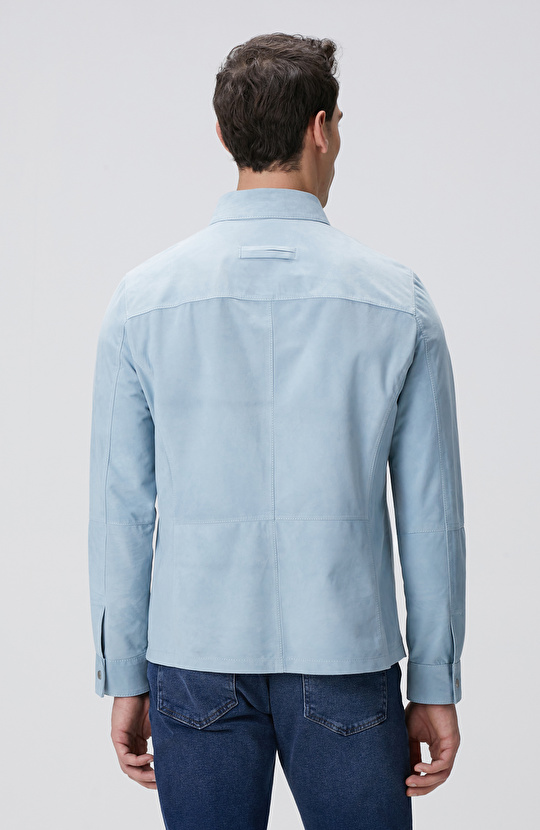 Açık Mavi Süet Mont