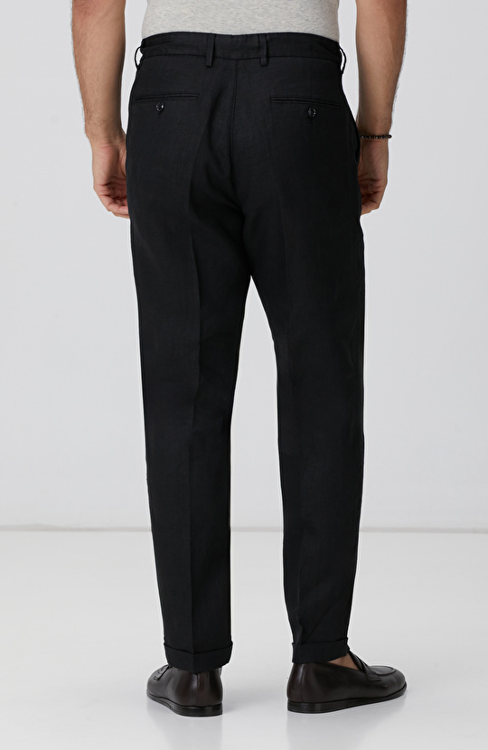 Siyah Keten Jogger Pantolon