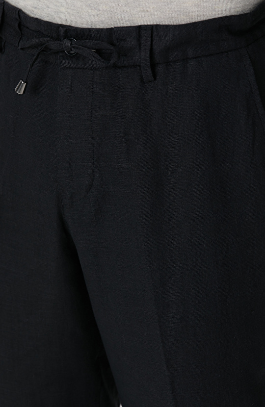 Siyah Keten Jogger Pantolon