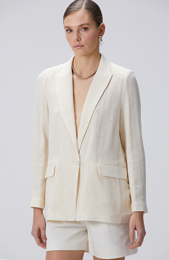 Limited Kırıkbeyaz Payetli Ceket