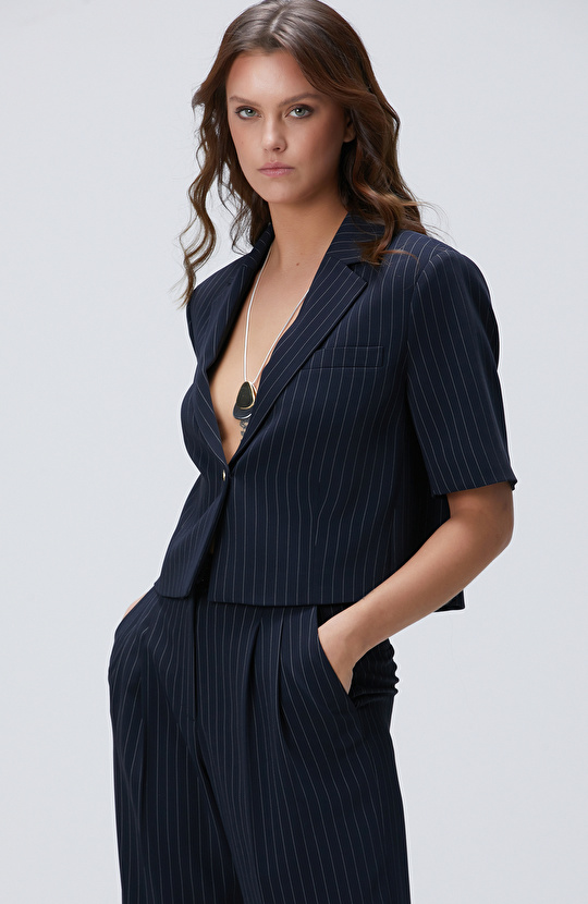 Lacivert Çizgili Ceket