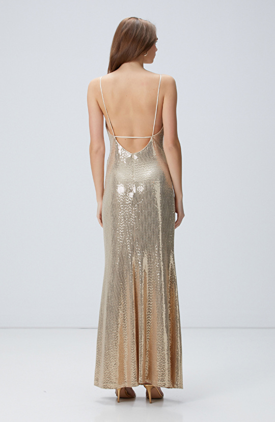 Gold Maxi Abiye Elbise