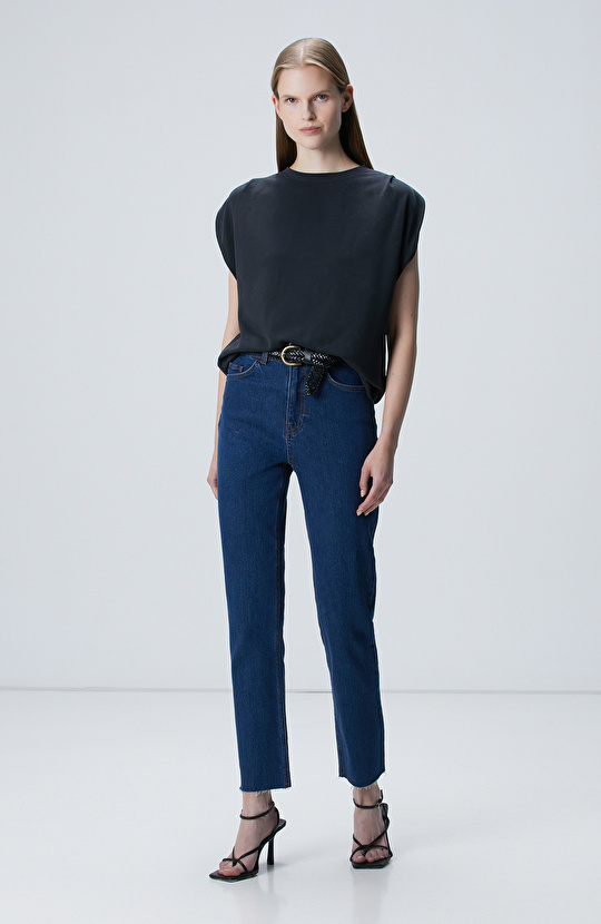 Siyah Modal Karışımlı T-shirt