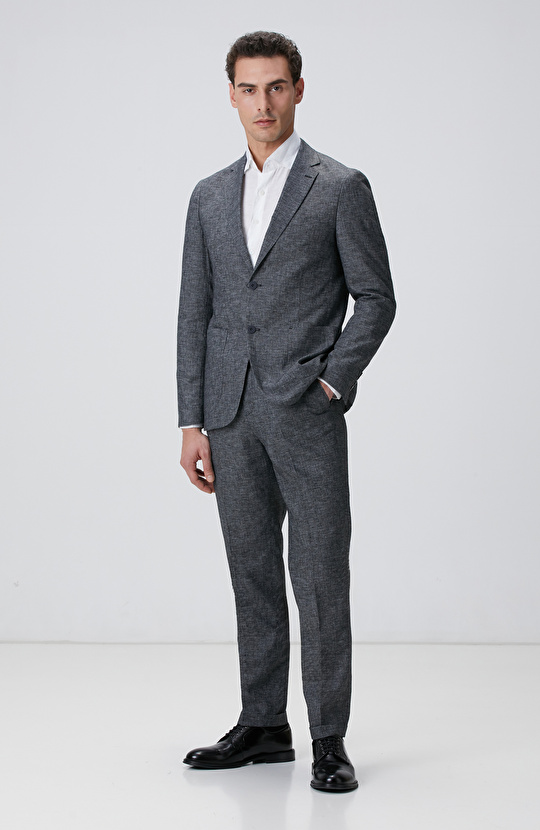 Antrasit Keten Karışımlı Takım Elbise