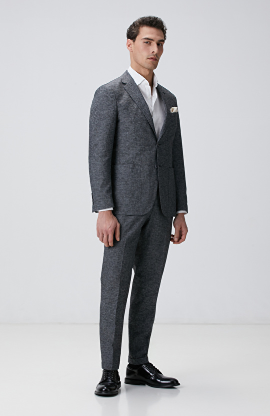 Antrasit Keten Karışımlı Takım Elbise