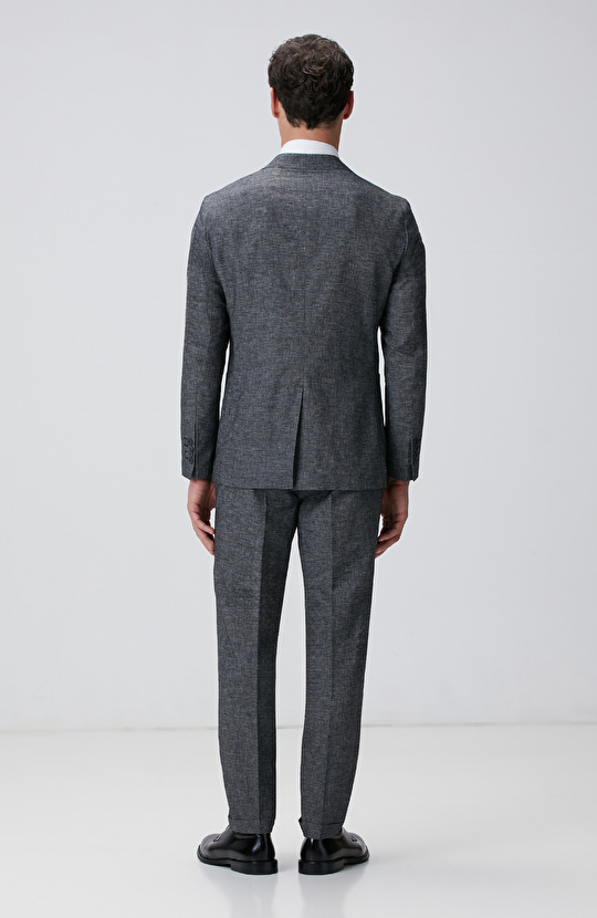 Antrasit Keten Karışımlı Takım Elbise