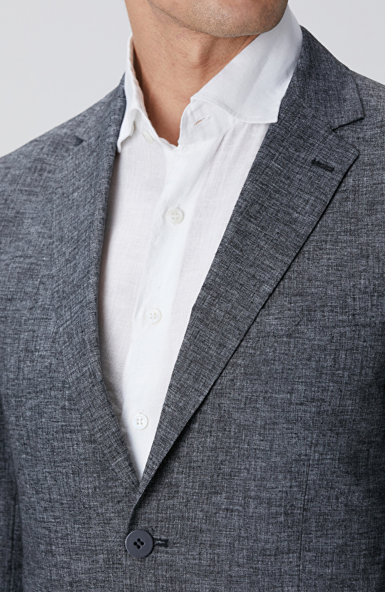 Antrasit Keten Karışımlı Takım Elbise