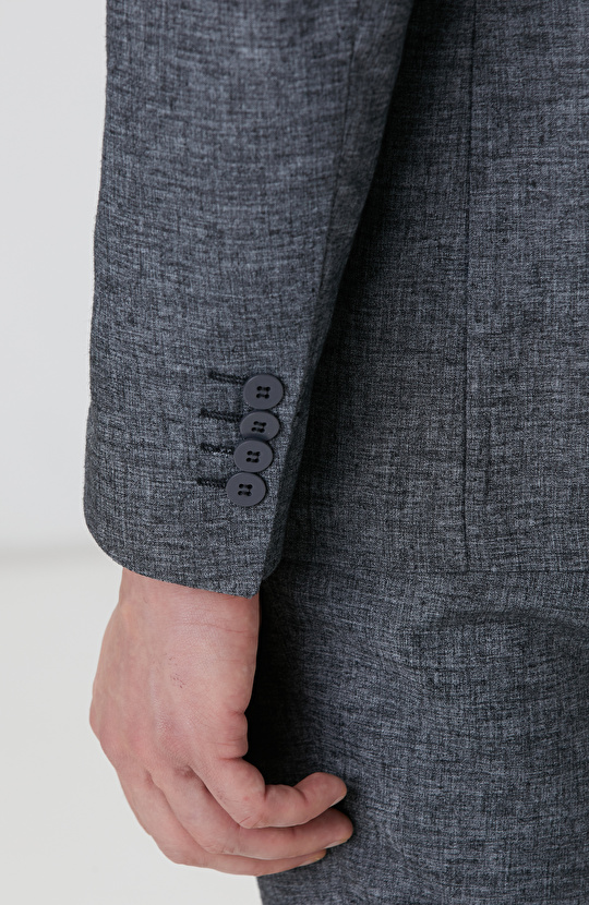 Antrasit Keten Karışımlı Takım Elbise