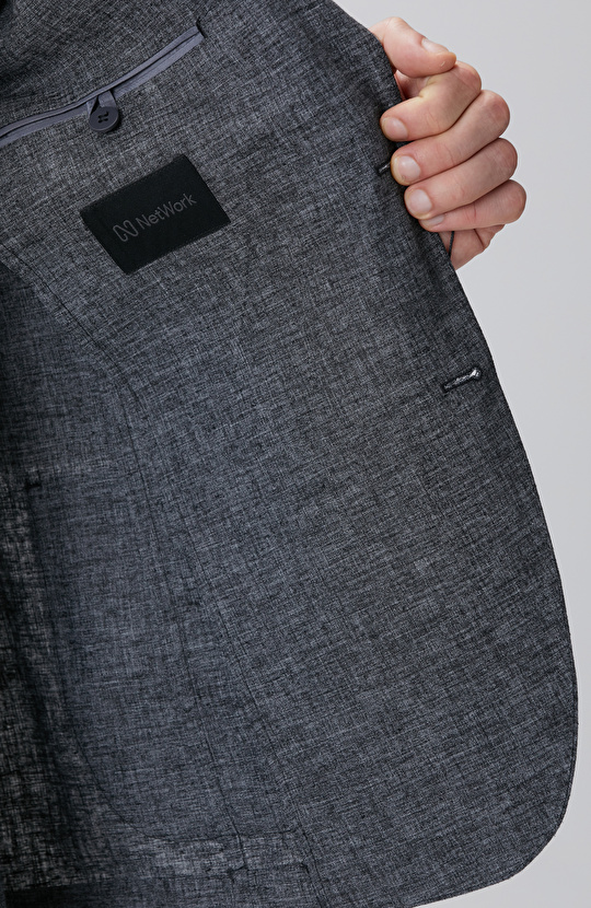 Antrasit Keten Karışımlı Takım Elbise