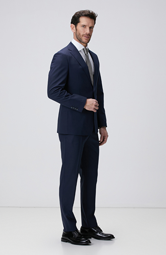 Lacivert Mikro Yün Karışımlı Takım Elbise