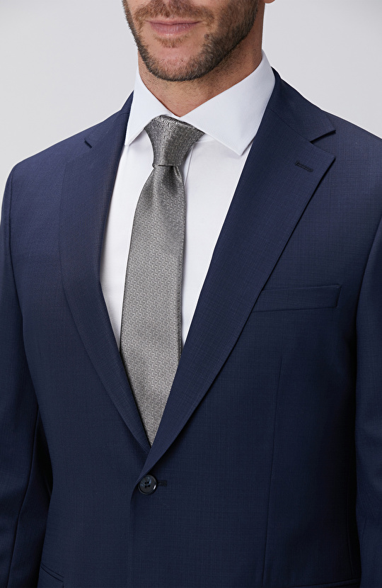 Lacivert Mikro Yün Karışımlı Takım Elbise