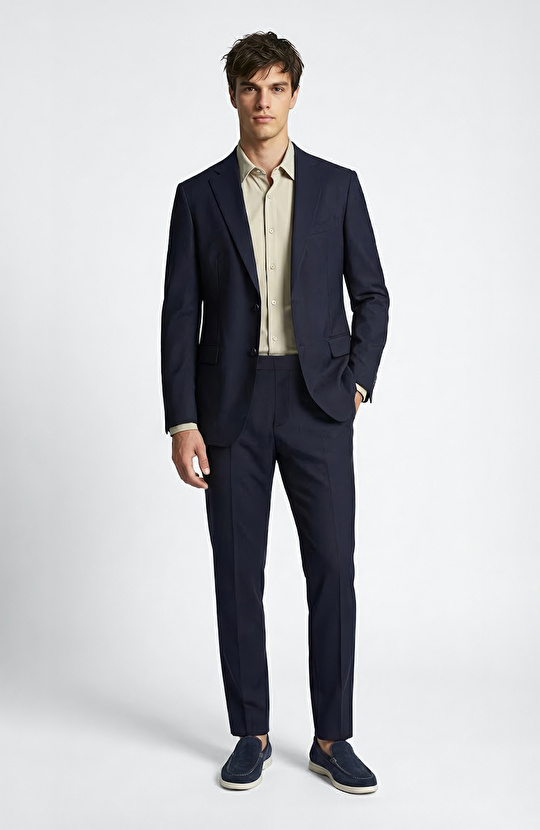 Navy Blue Wool Suit