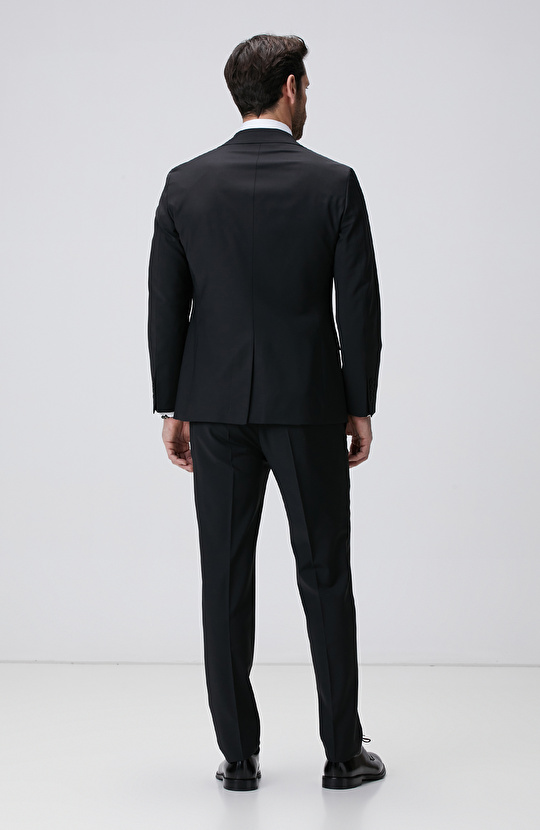 Siyah Yün Karışımlı Takım Elbise