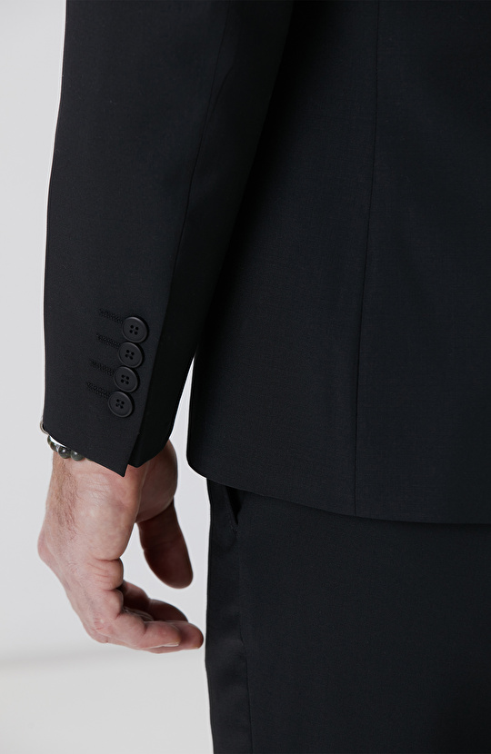 Siyah Yün Karışımlı Takım Elbise