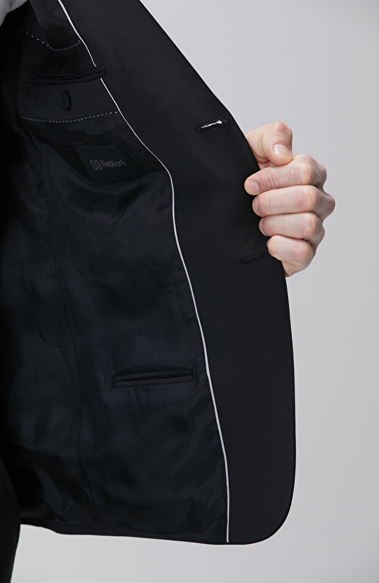 Siyah Yün Karışımlı Takım Elbise