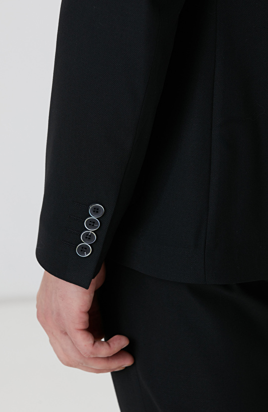 Siyah Mikro Desenli Dokuma Takım Elbise