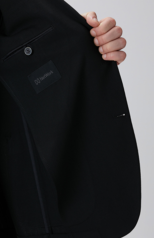 Siyah Mikro Desenli Dokuma Takım Elbise