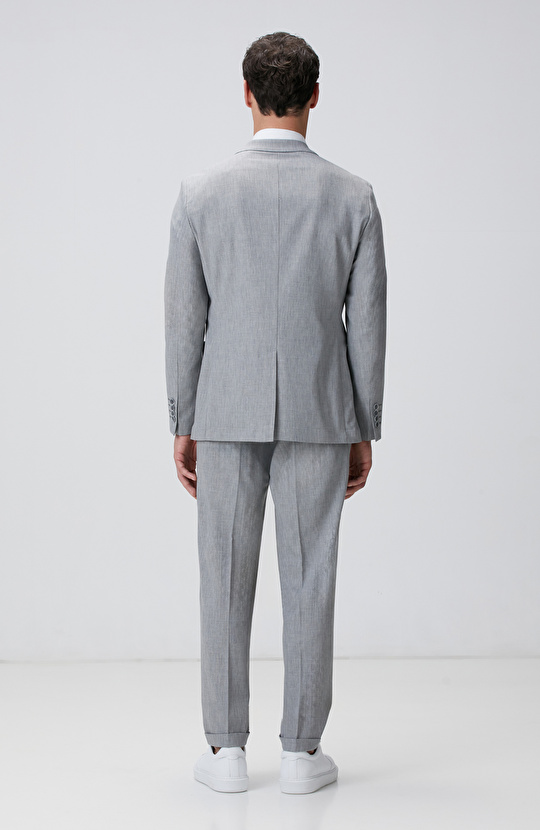 Gri Mikro Desenli Dokuma Takım Elbise