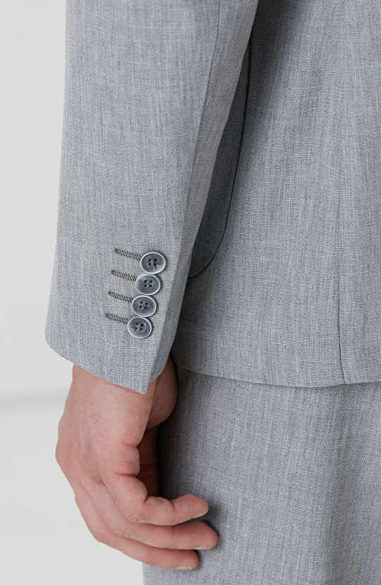 Gri Mikro Desenli Dokuma Takım Elbise