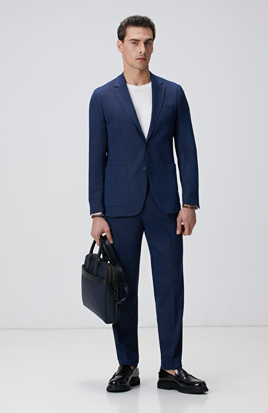 Lacivert Mikro Desenli Dokuma Takım Elbise