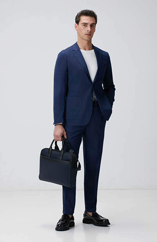 Lacivert Mikro Desenli Dokuma Takım Elbise