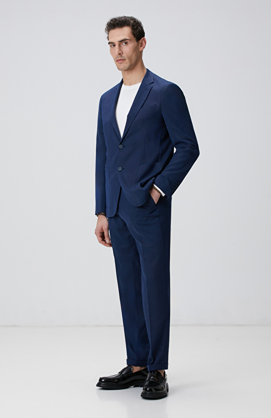 Lacivert Mikro Desenli Dokuma Takım Elbise