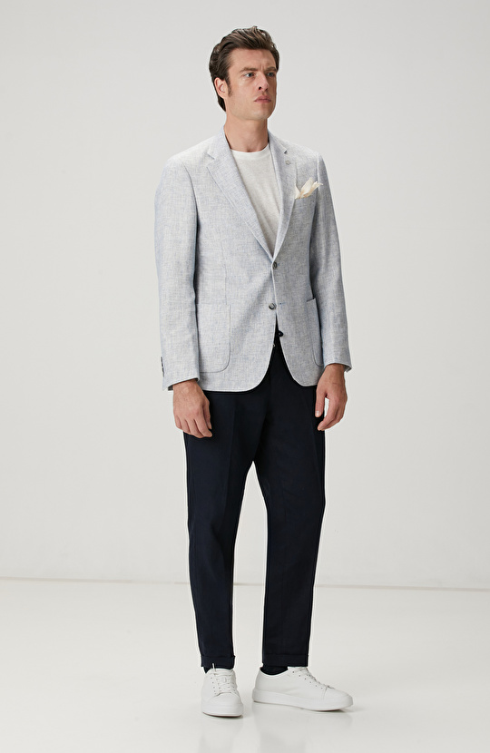 Kırık Beyaz Keten Karışımlı T-shirt