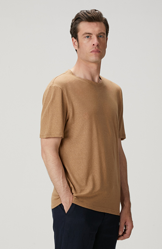 Vizon Keten Karışımlı T-shirt
