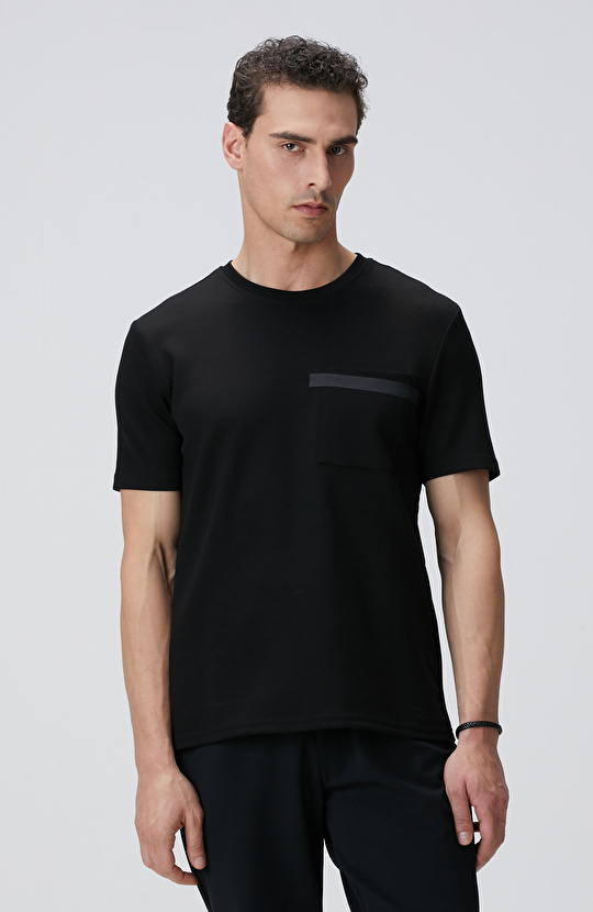 Siyah Baskılı Örme T-shirt