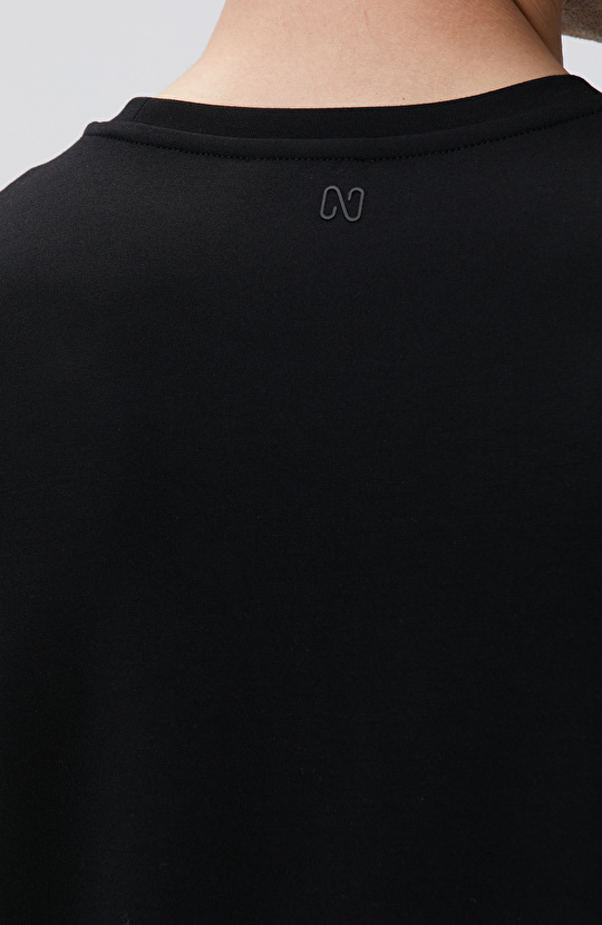 Siyah Baskılı Örme T-shirt