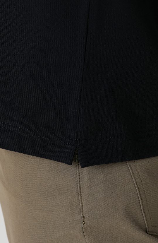 Siyah Polo Yaka Örme T-shirt