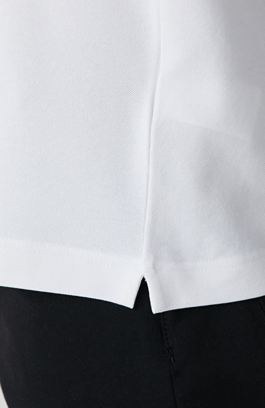 Kırık Beyaz Polo Yaka Örme T-shirt