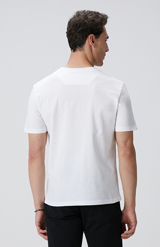 Kırık Beyaz Network Baskılı Örme T-shirt