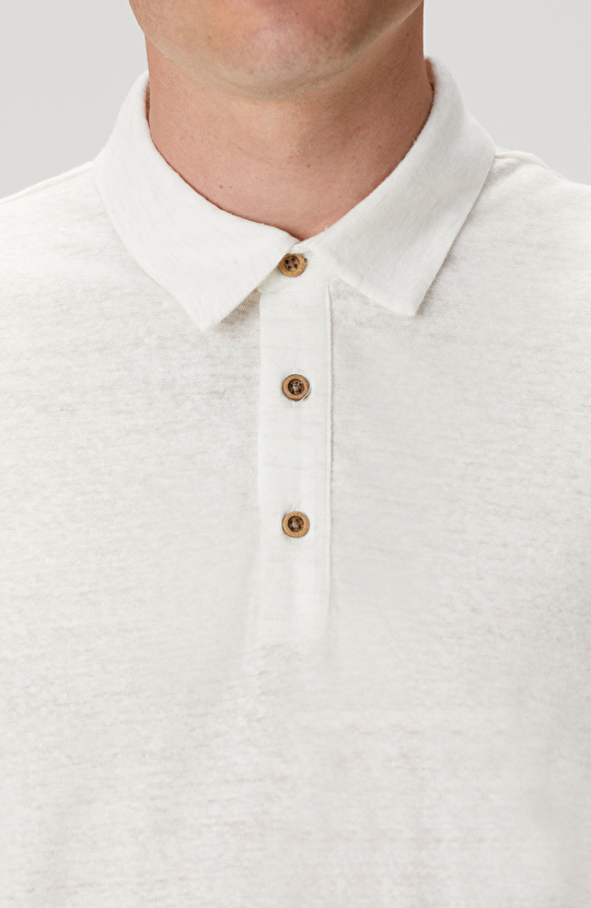 Kırık Beyaz Keten Karışımlı T-shirt