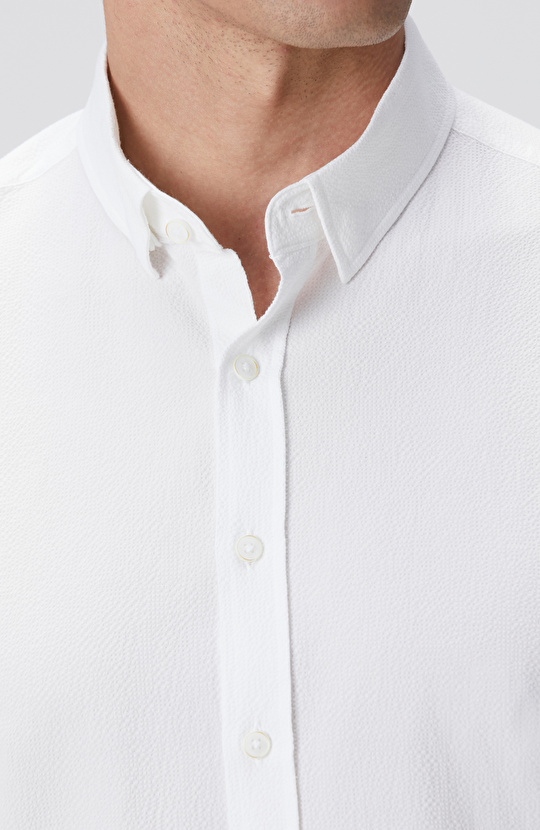 Beyaz Gofre Desenli Gömlek