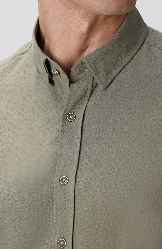 Haki Gofre Desenli Gömlek