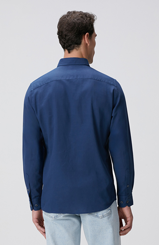 Indigo Mikro Desenli Gömlek