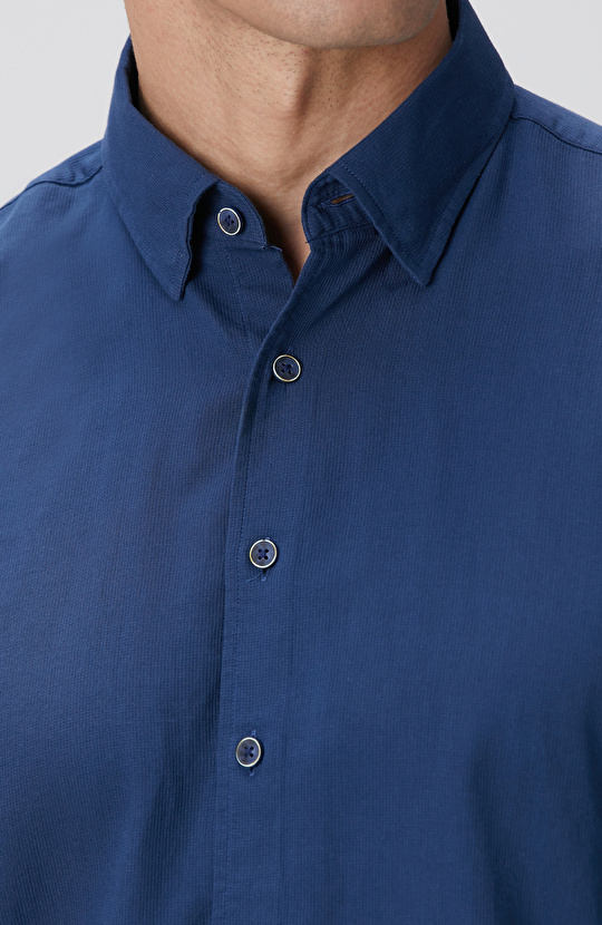 Indigo Mikro Desenli Gömlek