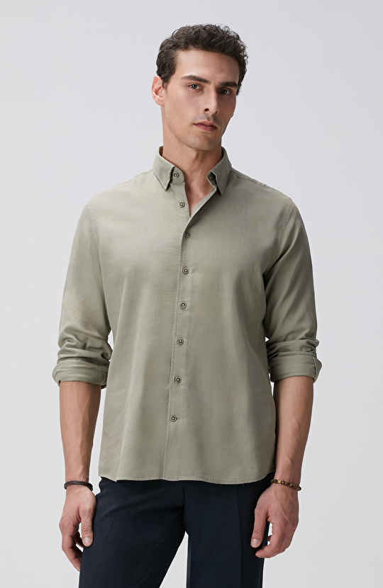 Açık Haki Mikro Desenli Gömlek