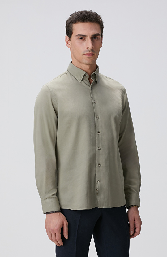 Açık Haki Mikro Desenli Gömlek