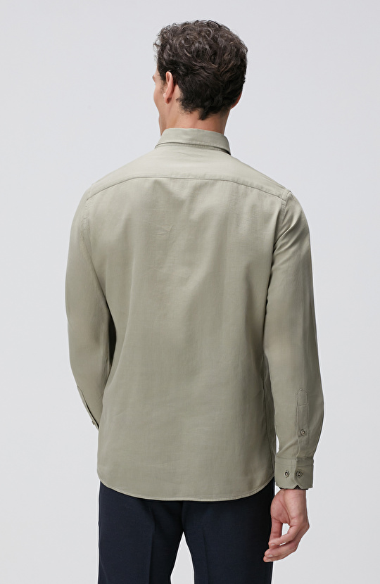 Açık Haki Mikro Desenli Gömlek