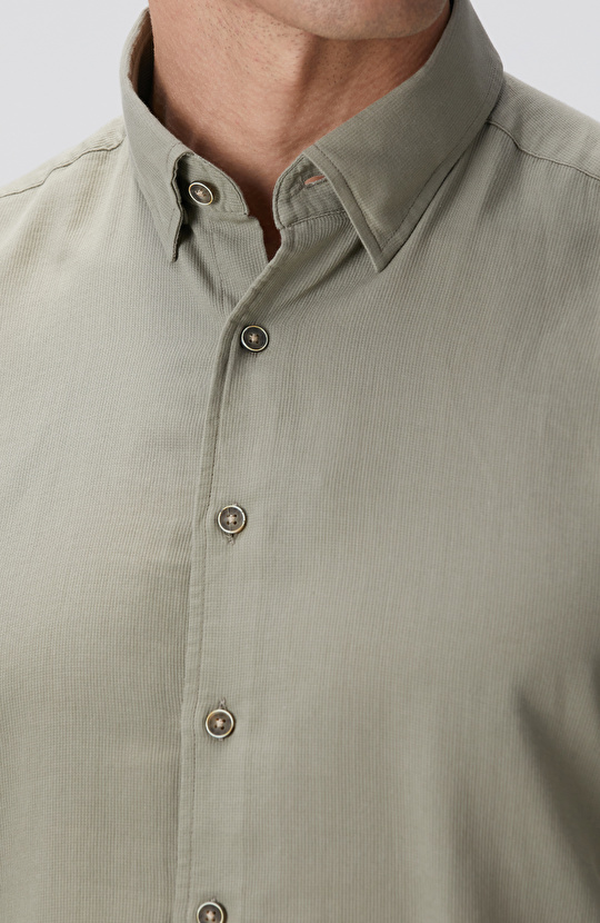 Açık Haki Mikro Desenli Gömlek