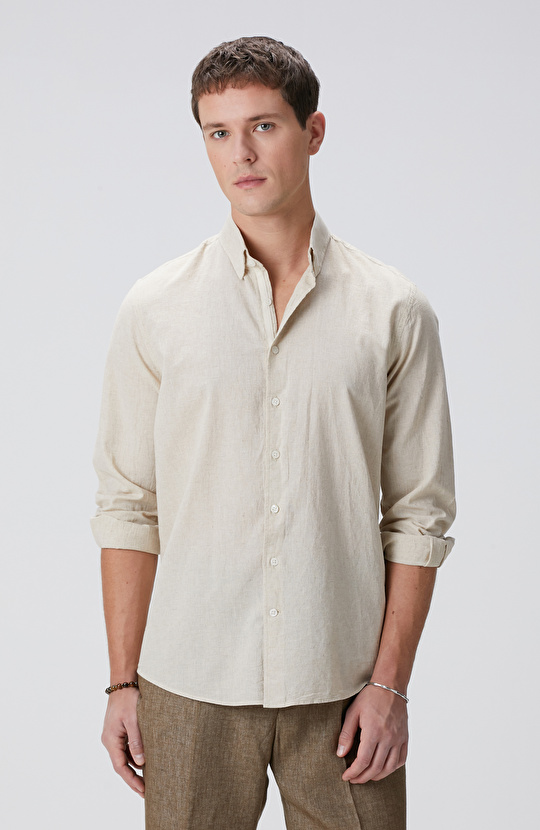 Naturel Keten Karışımlı Gömlek Naturel Keten Karışımlı Gömlek