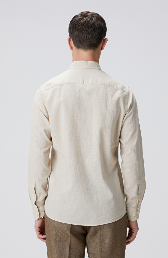 Naturel Keten Karışımlı Gömlek