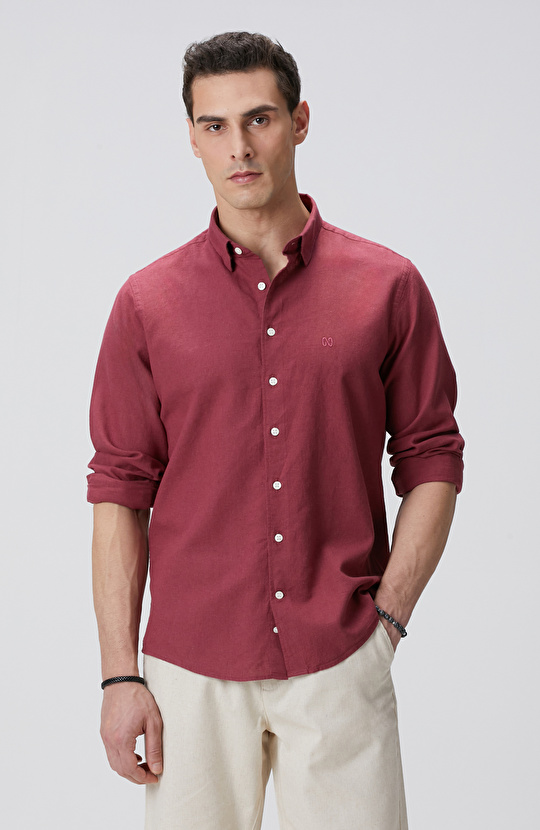 Bordo Keten Gömlek